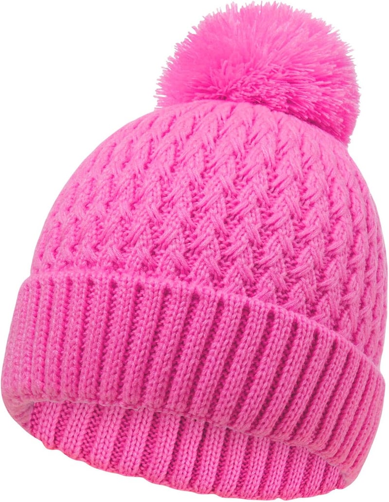 Peninpha Winter Hat for Kids Children, Girls Beanie with Pom Pom, Girls Accessories Knit Beanies Cap Age 7-12 - Image 1
